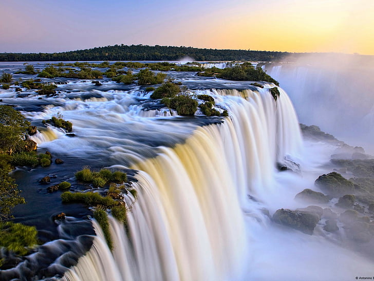 argentina, brazil, falls, iguazu, nature, waterfalls, HD wallpaper