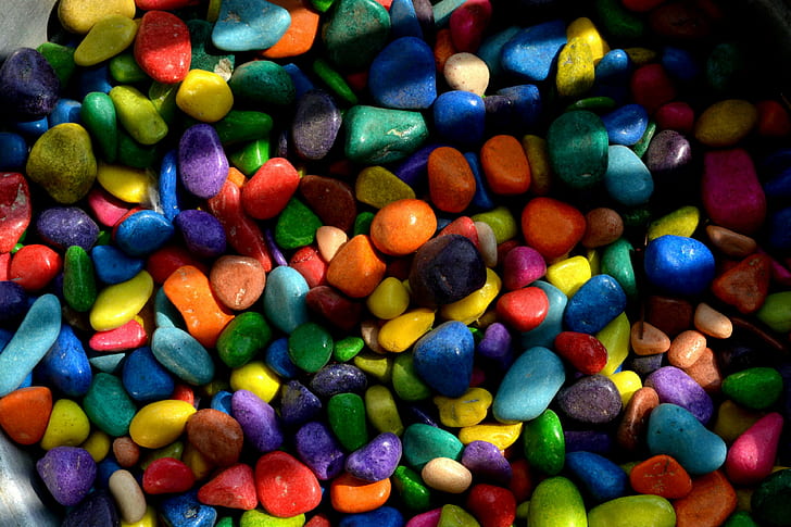 penuh warna, berwarna-warni, kerikil, batu, batu, Wallpaper HD