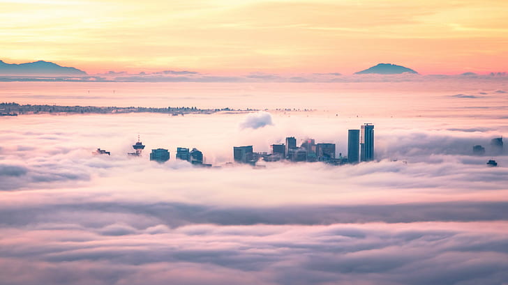 Vancouver, Kanada, chmury, miasto, Tapety HD
