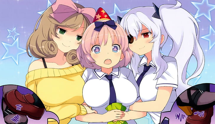 Senran Kagura, dicke Titten, Anime Girls, Yagyuu, Haruka, Hibari, HD-Hintergrundbild