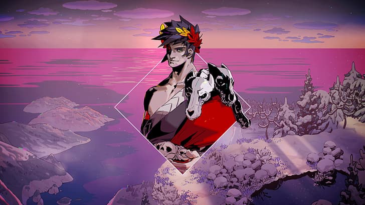 anime boys, anime, video games, Nintendo Switch, indie games, Supergiant Games, Hades, Zagreus (Hades), digital art, Photoshop, abstract, picture-in-picture, landscape, metalanguage, HD wallpaper
