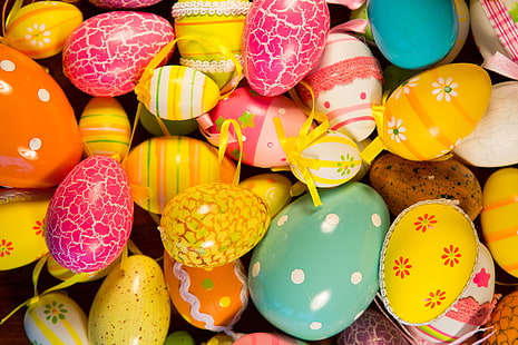 разноцветные пасхальные яйца, пасхальные яйца, пасха, крашеные яйца, праздник, HD обои HD wallpaper