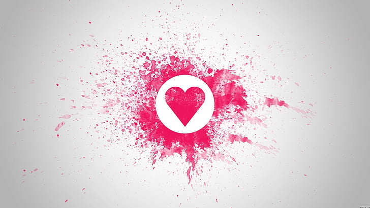 Red love heart-shaped, red and white heart print, Red, Love, Heart, HD wallpaper