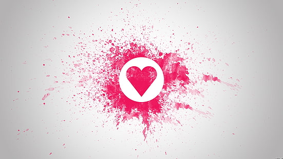 Красная любовь в форме сердца, красно-белая печать сердца, Красный, Любовь, Сердце, HD обои HD wallpaper