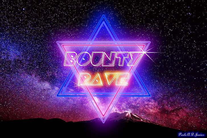 Bounty Pave text, New Retro Wave, Photoshop, fantasy art, luci al neon, Sfondo HD