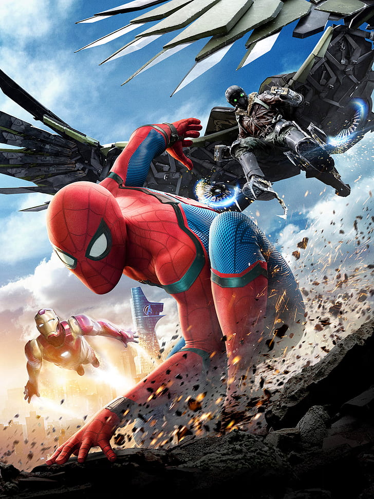 Spider-Man Homecoming (film), Peter Parker, film, Iron Man, Spider-Man, supereroe, visualizzazione verticale, Sfondo HD, sfondo telefono