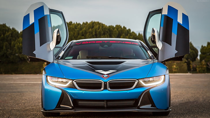 Vorsteiner VR-E BMW i8, синий, суперкар, спорткар, HD обои