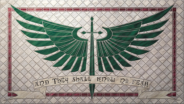 espada com logotipo de asas, Warhammer, fuzileiros navais, mosaico, 40k, HD papel de parede