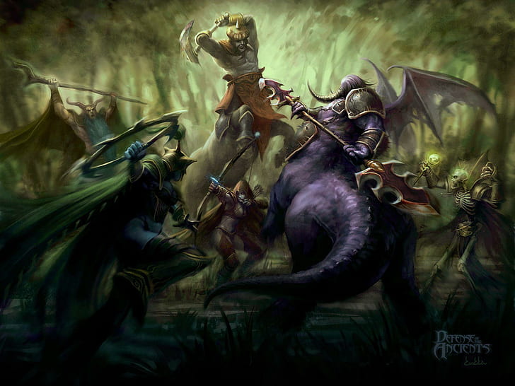 Defense Of The Ancient, creature, game, defense of the ancient, dark, games, HD wallpaper
