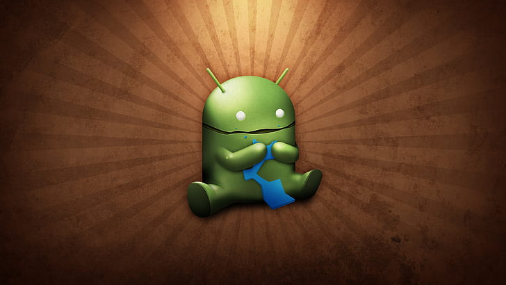 Śmieszne jedzenie Androida, logo Androida, zabawny android, robot androida, technologia, gadżet, Tapety HD