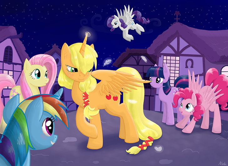 Телевизионно шоу, Моето малко пони: Приятелството е вълшебство, Applejack (Моето малко пони), Fluttershy (Моето малко пони), Pinkie Pie, Rainbow Dash, Rarity (My Little Pony), Twilight Sparkle, HD тапет