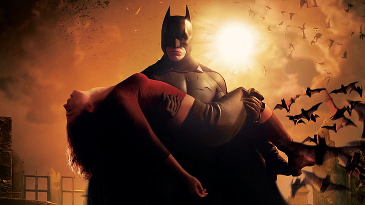 باتمان يحمل خلفية رقمية لامرأة فاقد للوعي ، وأفلام ، وباتمان ، وباتمان يبدأ ، وراشيل دوز، خلفية HD
