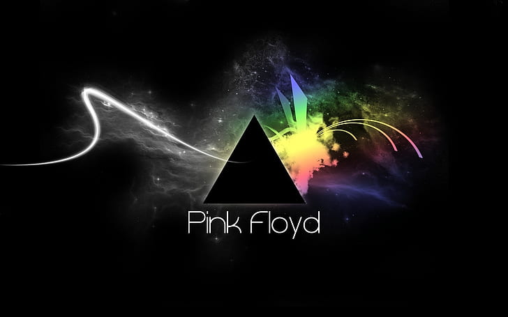 Pink Floyd Logo Design, огни, цвета, рок-группа, музыканты, фон, темнота, HD обои