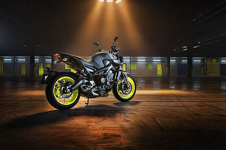 серый и черный спортивный мотоцикл, Yamaha MT-09, 2017, HD обои HD wallpaper