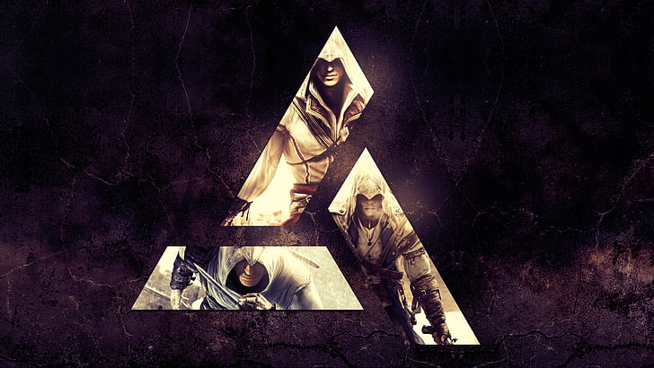 décor en bois noir et blanc, Assassin's Creed, jeux vidéo, Ezio Auditore da Firenze, Altaïr Ibn-La'Ahad, Connor, Assassin's Creed 2, Fond d'écran HD