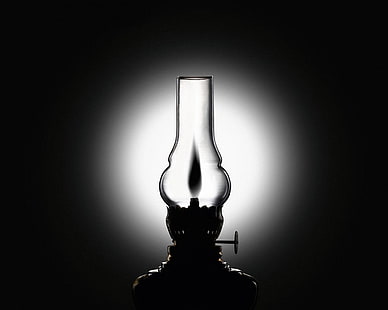 lampada a cherosene nera, bianco e nero, lampada, stufa a cherosene, Sfondo HD HD wallpaper