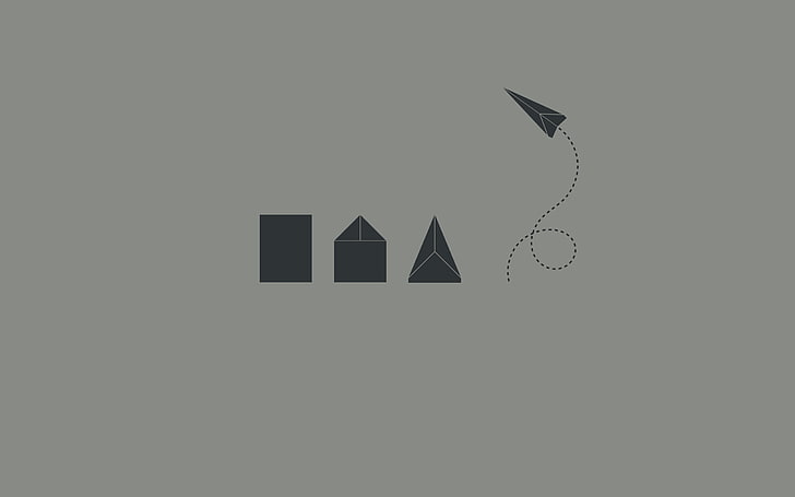 Ilustración de formas, minimalismo, aviones de papel, Fondo de pantalla HD