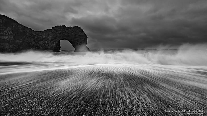 Pasang surut, Pintu Durdle, Dorset, Inggris, Pantai, Wallpaper HD