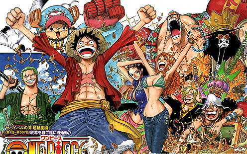 One Piece Grafiktapete, One Piece, Affe D. Ruffy, Tony Tony Chopper, Sanji, Roronoa Zoro, Nami, Nico Robin, Lysop, Franky, Brook, HD-Hintergrundbild HD wallpaper
