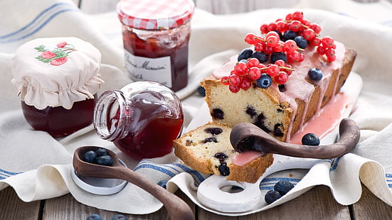 blueberries, bread, jelly, fruit, food, blueberries, HD wallpaper HD wallpaper