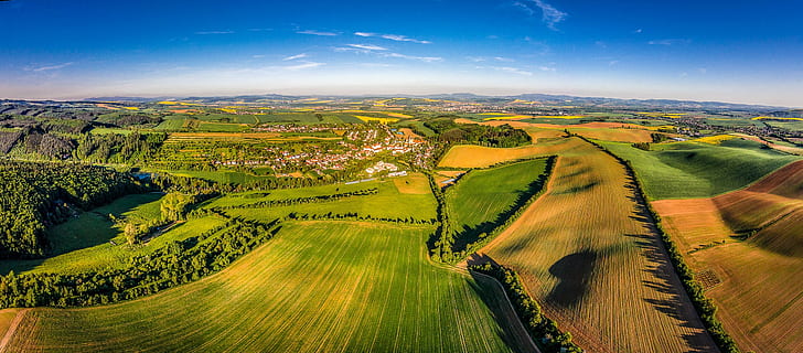 Velehradem, Republik Ceko, bidang, ruang, panorama, Republik Ceko, matahari, langit, padang rumput, Velehradem, Wallpaper HD