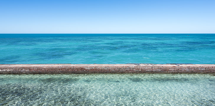 mar, oceano pacífico, azul, paisagem, natureza, ilha, horizonte, HD papel de parede