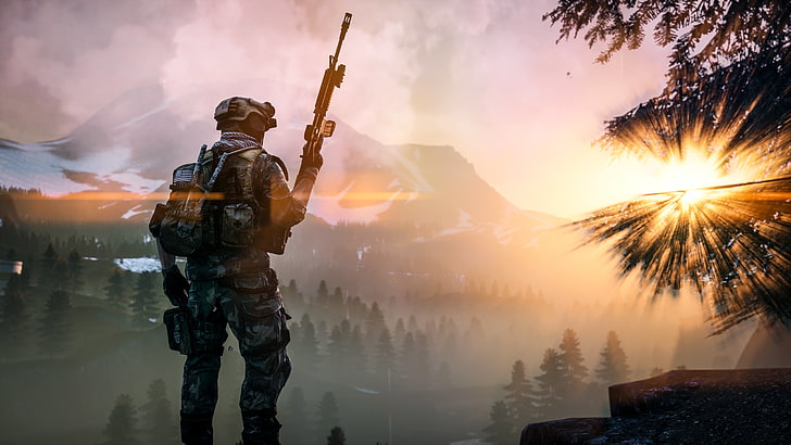 game wallpaper, landscape, weapons, soldiers, equipment, Battlefield 4, HD wallpaper