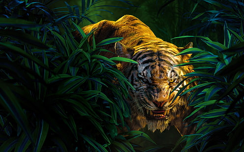 The Jungle Book Shere Khan, tiger illustration, Movies, Hollywood Movies, hollywood, tiger, HD wallpaper HD wallpaper