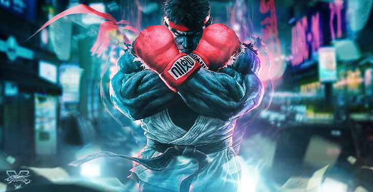 Street Fighter Ryu digitales Hintergrundbild, Street Fighter 5, Capcom, Kämpfer, HD-Hintergrundbild