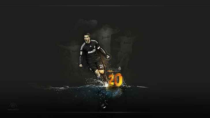 chemise et short de football pour hommes en noir et blanc, football, Real Madrid, Gonzalo Higuain, Fond d'écran HD