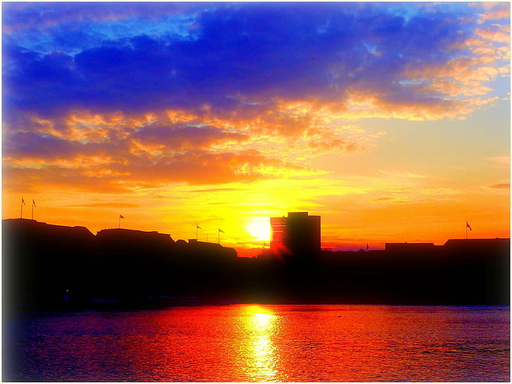 Matahari Terbit Cerah !, alam, warna, matahari terbenam, Wallpaper HD