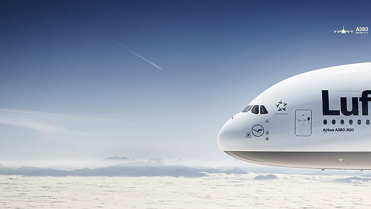 Airbus A380 Lufthansa Clouds HD, A380, Airbus, Clouds, Lufthansa, Fond d'écran HD