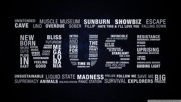 Muse artwork, music, Muse, typography, songs, digital art, HD wallpaper