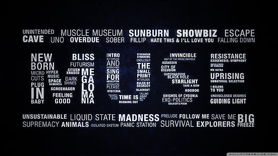Muse konstverk, musik, Muse, typografi, sånger, digital konst, HD tapet HD wallpaper