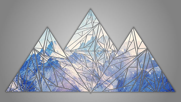 pegunungan, bentuk, RGB, biru, poli, Aspek, Wallpaper HD