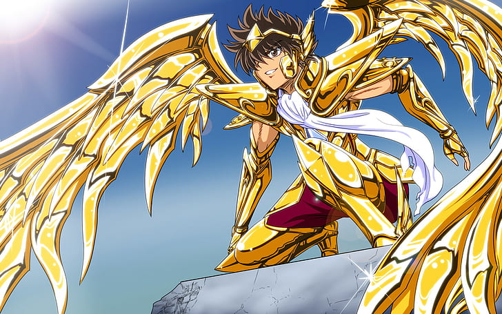 manga, Saint Seiya, anak laki-laki anime, sayap, anime, Wallpaper HD