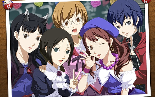 Persona 4, Amagi Yukiko, Marie (Persona 4), Satonaka Chie, Kujikawa Rise, Shirogane Naoto, HD-Hintergrundbild HD wallpaper