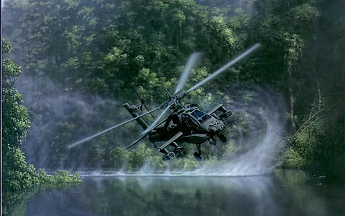 طائرات هليكوبتر عسكرية من طراز Boeing Ah-64 Apache، خلفية HD HD wallpaper