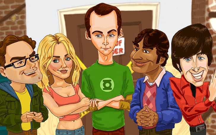 The Big Bang Theory Desenho, comédia, engraçado, sheldon, geeks, HD papel de parede