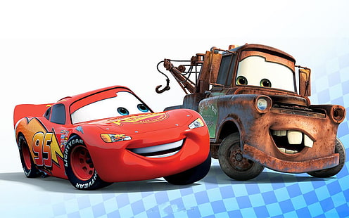 Cars Lightning McQueen and Mater, animacja, pixar, samochody, przygoda, komedia, Tapety HD HD wallpaper