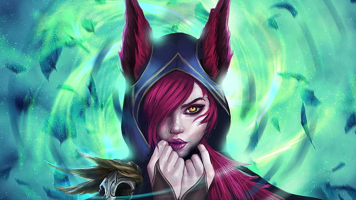 ilustrasi karakter wanita berambut merah muda, League of Legends, Xayah (League of Legends), Wallpaper HD