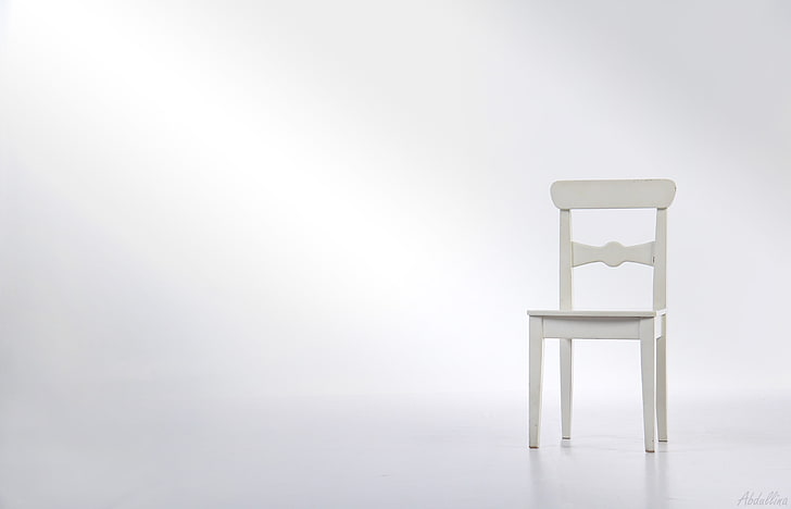 white wooden chair, white, furniture, minimalism, chair, Studio, HD wallpaper