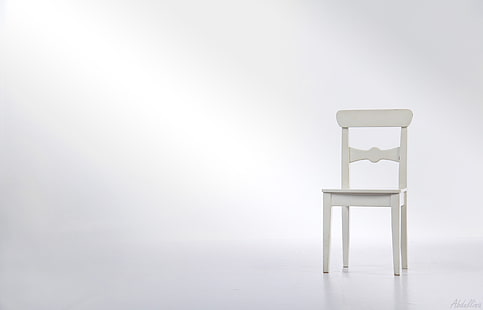 白い木製の椅子、白、家具、ミニマリズム、椅子、スタジオ、 HDデスクトップの壁紙 HD wallpaper
