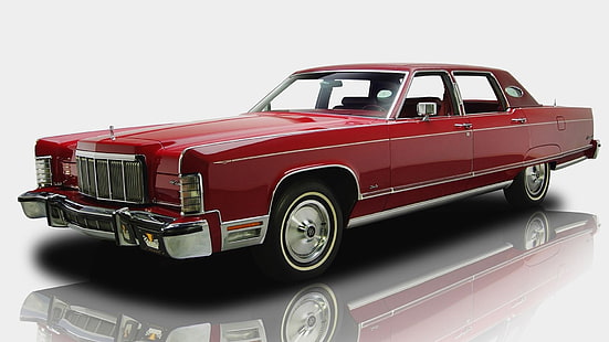 sedán rojo, Lincoln continental, 1976, coche, coche de lujo, retro, Fondo de pantalla HD HD wallpaper
