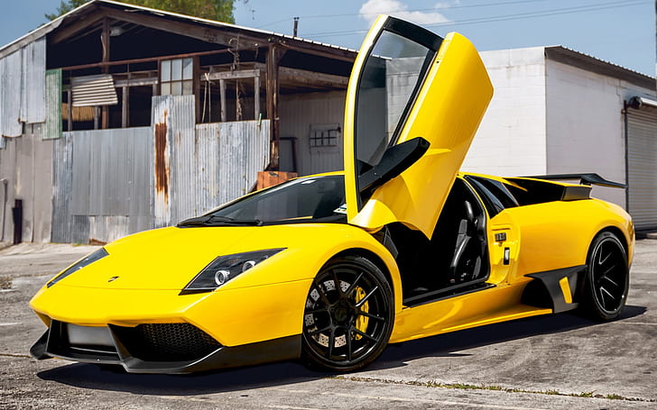Lamborghini Murcielago amarillo superdeportivo, Lamborghini, Amarillo, Superdeportivo, Fondo de pantalla HD