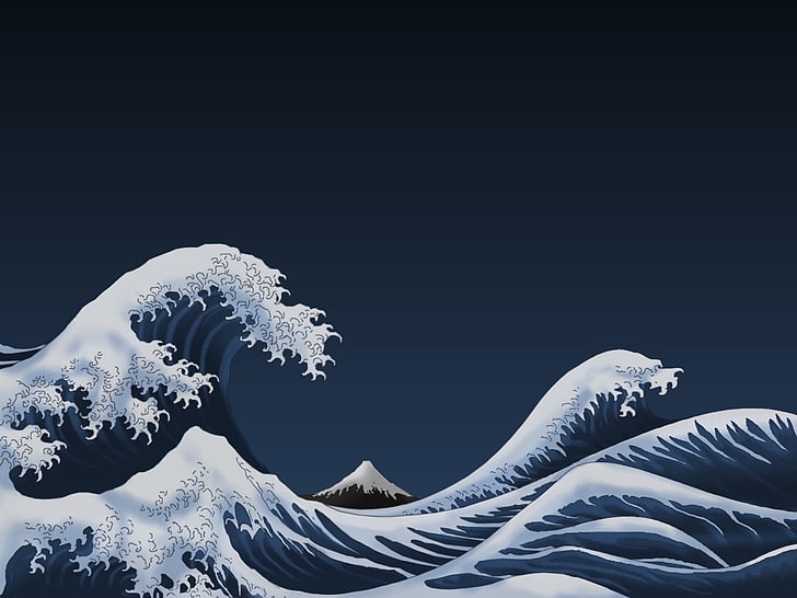 Den stora vågen av Kanagawa-målning, konstnärlig, Den stora vågen utanför Kanagawa, vatten, våg, HD tapet
