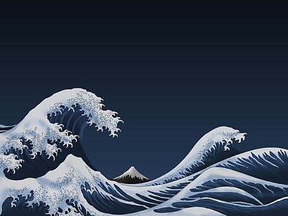 The Great Wave of Kanagawa painting, Artistic, The Great Wave off Kanagawa, Water, Wave, HD wallpaper HD wallpaper