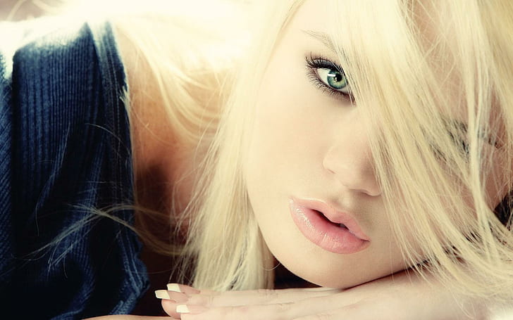 Porträt-nettes blondes Mädchen Schön, schwarzes Hemd der Frauen, Porträt, nett, blond, Mädchen, schön, HD-Hintergrundbild
