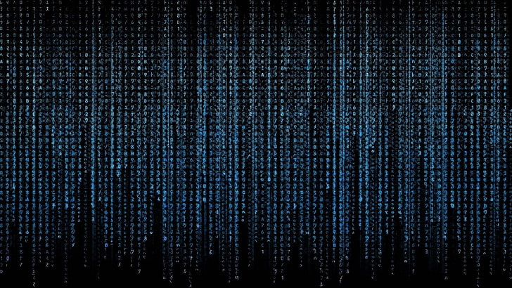 biru, hitam, pola, matriks, hujan digital, teknologi, kegelapan, tekstur, garis, kode biner, Wallpaper HD