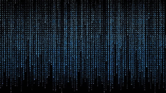 blå, svart, mönster, matris, digitalt regn, teknik, mörker, struktur, linje, binär kod, HD tapet HD wallpaper